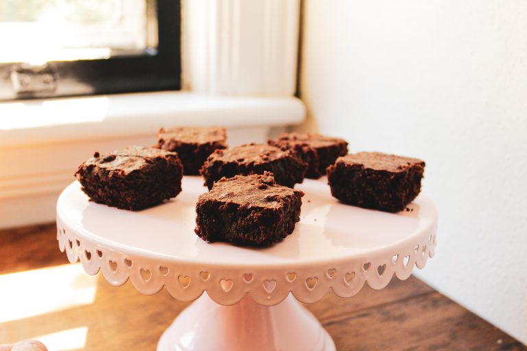 brownies on a pink platter